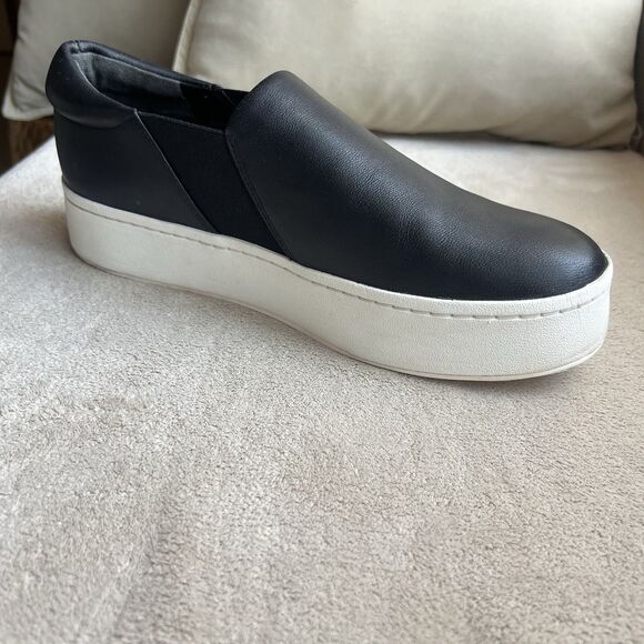 Vince Warren Black Leather Women's Platform Sneakers - Picture 2 of 16